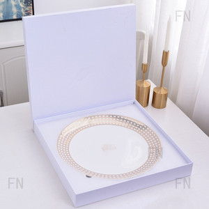 Hot Selling High Quality 16 Inch <b>Large</b> Bone China Ceramic Plate Round Coffee Utensil Tray for Home Use Pack of Dishes - Product Image 1