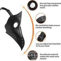 Masque de docteur de la peste pour fête d'Halloween, bec long, respirant, réglable, en cuir, style gothique steampunk, vente en gros