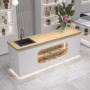 Fournitures pour cafés, présentoir en bois personnalisé pour café/desserts/pâtisseries, éclairage LED, robuste, finition vernie - Product Image 6