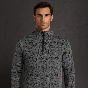 Jersey de primavera y otoño para hombre con logotipo personalizado, Jersey informal con cremallera 1/4 para hombre - Product Image 1