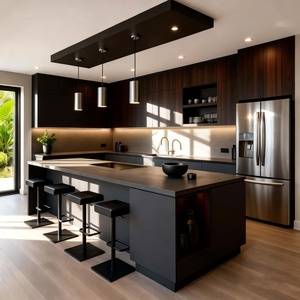 Custom High-End Modular Kitchen <b>Cabinets</b> Solid Wood Doors Western-Style Kitchen Island Quartz Countertops Eco-Friendly - Product Image 3