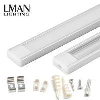 Perfil de aluminio en forma de U, luz Led lineal montada en superficie sin punto oscuro para perfil de tira Led, 14x7mm