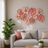 Décoration murale en métal, fleurs, vente en gros, accent décoratif pour la maison, 92,71*5,72*52,71CM, gris doré, décoration murale en métal pour la maison, luxe