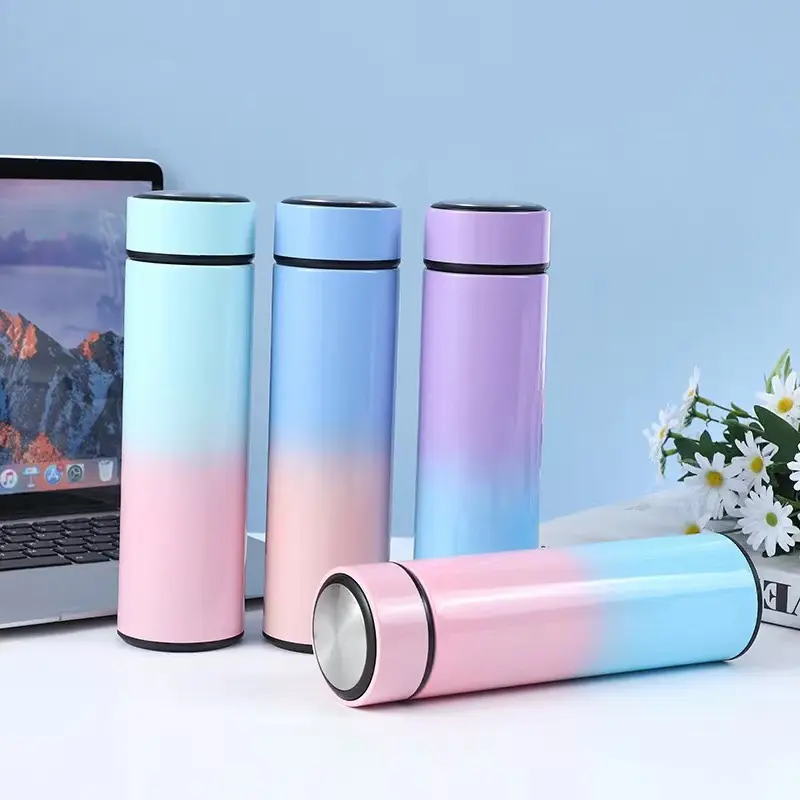 17oz Gradient Color Vacuum-Insulated Stainless-Steel Water Bottle Smart Sports Water Bottle with LED Temperature Display