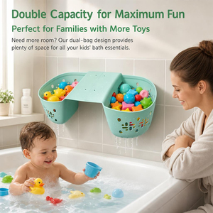 Organisateur de jouets de bain avec ventouses puissantes, panier de rangement mural pour jouets, trous de drainage rapide, panier de salle de bain pour enfants - Product Image 5