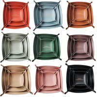 Plateau de rangement pliable en cuir PU pour monnaie, bonbons, bijoux, pour la maison, l'hôtel et les voyages