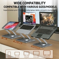 Support pour ordinateur portable 360° avec deux ventilateurs magnétiques turbo, hauteur réglable, support pliable pour ordinateur portable, tablette, MacBook