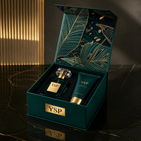 Boîte magnétique vert émeraude personnalisable avec logo, conteneur rigide premium avec plaque métallique et motif botanique pour parfums en gros