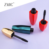 Tube vide de mascara brillant en plastique rouge, or, vert, contenant de sérum pour la croissance des cils, tube de gel pour sourcils de forme unique, vente en gros
