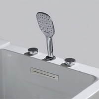 Bañera Cuadrada Pequeña Moderna de Acrílico Independiente con Hidromasaje y Luz Azul, Precio Económico, Ideal para Baños de Hoteles y Apartamentos