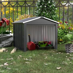 Cobertizo de almacenamiento pequeño para exteriores de utilidad metálica para patio trasero, jardín, patio, césped, casa para mascotas - Product Image 4