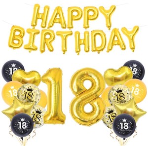 Noir et or 18e 21e 30e 40e 50e <span class=keywords><strong>anniversaire</strong></span> fête joyeux <span class=keywords><strong>anniversaire</strong></span> feuille ballons bannières hélium confettis ballons guirlande décor - Product Image 2