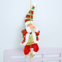 Père Noël Électrique Animé Grimpant sur Corde, Musique, Alimenté par Piles, en Plastique, Décoration Intérieure Classique de Noël