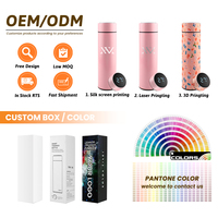 Botol air pintar baja tahan karat Led botol air terisolasi vakum dinding ganda portabel dapat digunakan kembali 500Ml Logo kustom