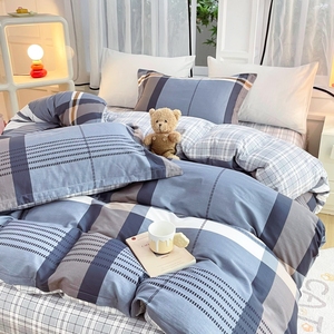 Vente en gros, vente chaude, draps plats en polyester lavé imprimé rayé, ensemble de literie 4 pièces <span class=keywords><strong>pas</strong></span> <span class=keywords><strong>cher</strong></span> - Product Image 2