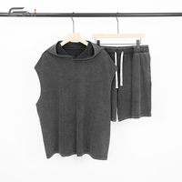 Ensemble de débardeur et short en denim délavé de haute qualité personnalisé, streetwear vintage, débardeur sans manches et short pour hommes