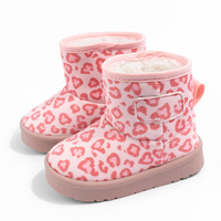 Bottes de neige en daim rose personnalisables pour enfants, doublure en peluche, semelle antidérapante, imprimé léopard, bottines courtes pour l'hiver – Vente en gros