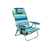 Chaise de plage pliable pour l'extérieur, chaise longue de camping portable à 5 positions inclinables avec appui-tête, poche latérale et sac isotherme
