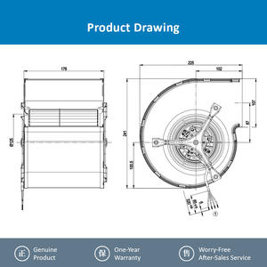 Ventilateur centrifuge de refroidissement OEM à double entrée, à roulements à billes, 146 mm, 230 VAC, 230 W, 1850 tr/min, 1,01 A, galvanisé à chaud, pour D2E146-CD51-09 - Product Image 4