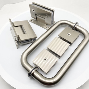 Luxury Shower Room Polished Brass Glass Door <strong>Hinges</strong> <strong>Handle</strong> <strong>and</strong> Clip Accessories - Product Image 6