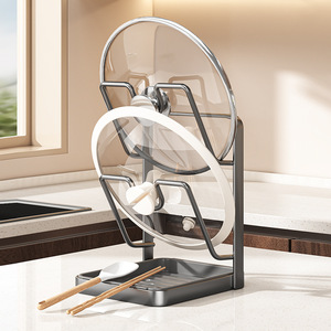 Support de rangement multifonctionnel sur pied pour couvercles de casseroles, avec planche à découper multi-niveaux et séchoir à vaisselle – Meilleures ventes - Product Image 2