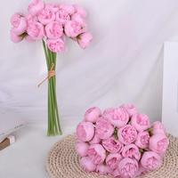 BF-R36 Vente en gros – Bouquet de 27 têtes de pivoines artificielles en soie, faites à la main, style INS, avec camélias, roses et herbe de lafite – Fleurs artificielles réalistes