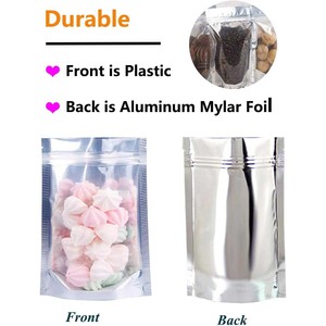 Hiển thị cửa sổ túi nhiều lớp nhôm lá bóng tái sử dụng <span class=keywords><strong>Ziplock</strong></span> aluminized trong suốt đục đứng lên túi với rõ ràng phía trước - Product Image 3