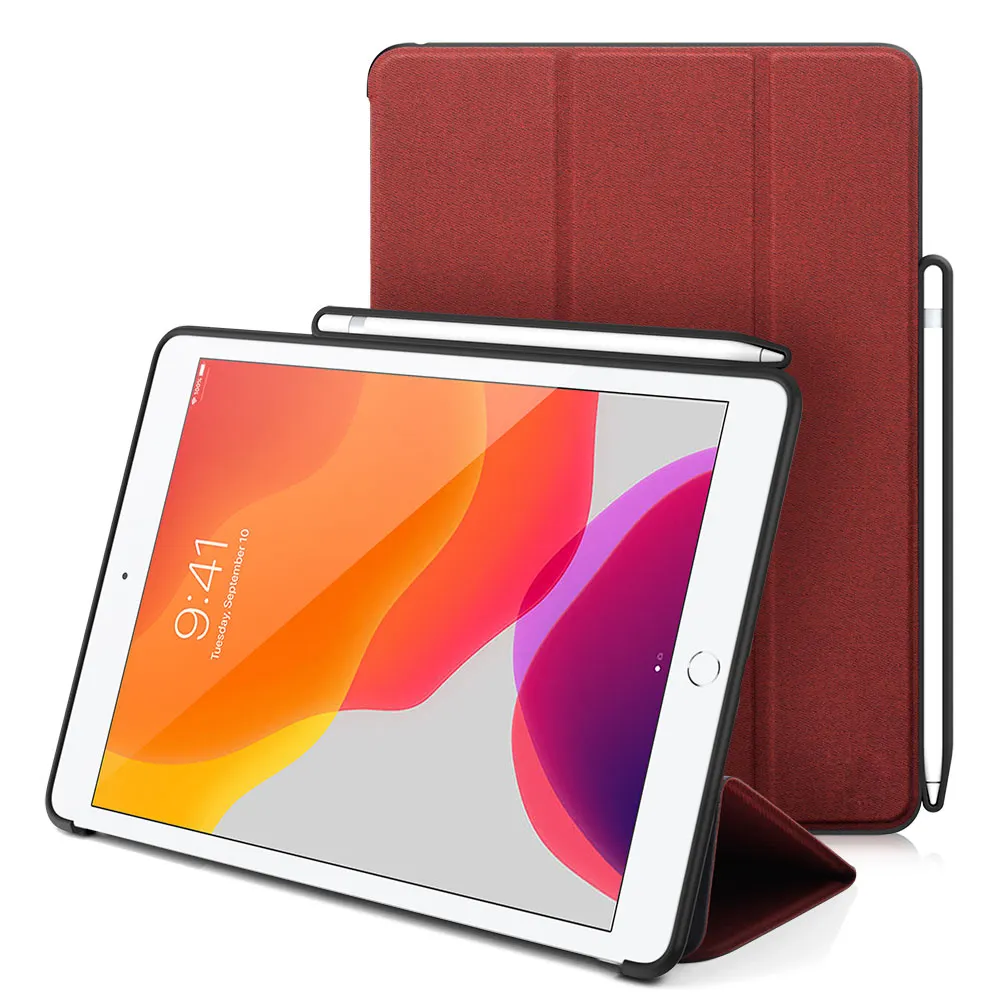 2024 Latest Style 8th Generation Shockproof Tri-folding Pu Premium Leather Smart Flip Tablet Case For Ipad