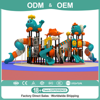Équipement de jeu pour enfants sur le thème de l'océan, durable, de qualité supérieure, avec toboggan intégré