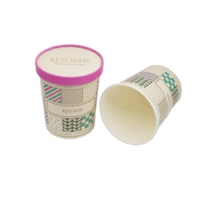 FTS Ice Cream Paper Cup Disposable Printing Paper Container Small Yogurt Cup With Lid 3-36oz Ice Cream Paper Bowl
