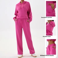 Ensemble de sport décontracté à capuche et pantalon large en maille, deux pièces, coupe ample, pour la course à pied