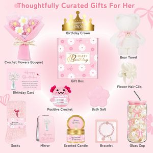 Pink Aesthetic Spa Gift Box Set with Scented <b>Bear</b> Flower Bouquet <b>Cute</b> Birthday Present for Girlfriend Best Friend - Product Image 4