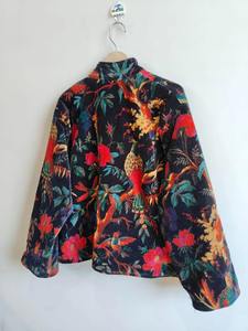 แจ็กเก็ตกำมะหยี่พิมพ์ลายนกสีดำหรือเสื้อโค้ทผ้ากำมะหยี่โบฮีเมียนสำหรับสวมใส่ในชีวิตประจำวันหรือการชุมนุมทางสังคมจำนวนมาก - Product Image 4