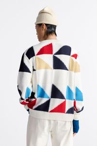 Logotipo personalizado OEM y ODM Hombres Intarsia Suéter de manga larga de punto de invierno de cuello redondo de punto de algodón Suéteres de los hombres - Product Image 2