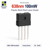 Dioda Laser Merah 638nm 100mW GH1631AA8C TO5.6mm dalam Kemasan Plastik untuk Laser Pointer, Pemotongan Industri, Pengukiran, Pengelasan