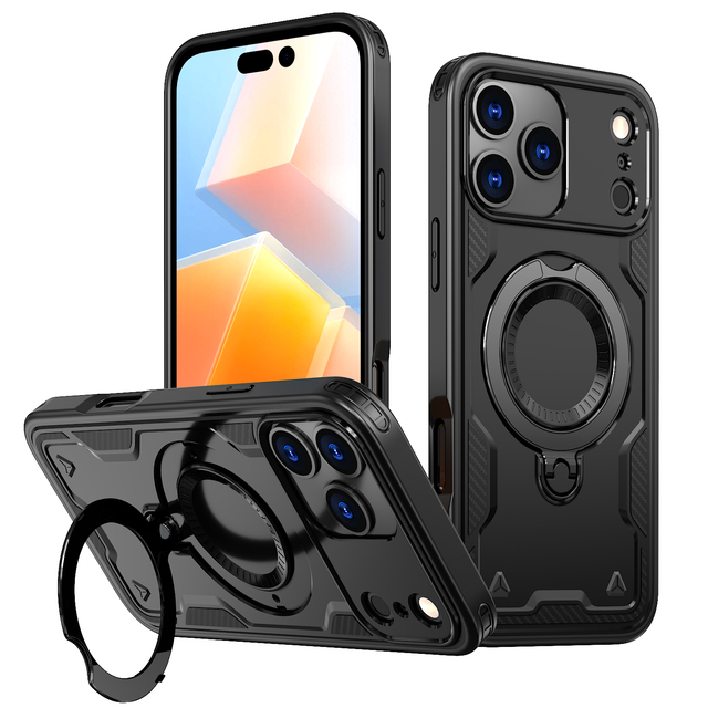 360 Rotating Metal Ring Kickstand Holder Wireless Charging Phone Case for iPhone 17 18 Magnetic case for iPhone 17 18 Pro Max
