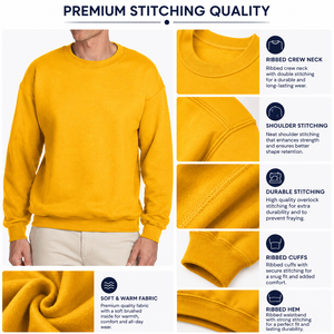 Sweat-shirt à col rond jaune uni pour homme, coupe classique, manches longues, pull-over, 100% coton molletonné, qualité supérieure, best-seller - Product Image 4