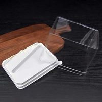 Boîte à gâteau mousse triangulaire épaisse avec découpe, boîte à gâteau multicouche avec une fourchette, boîte d'emballage transparente pour pâtisserie avec une poignée
