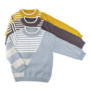 <span class=keywords><strong>Pull</strong></span> à manches longues pour garçons, chandail rayé en tricot, <span class=keywords><strong>col</strong></span> ras du cou, Vintage et décontracté, à la mode, couleur bloc - Product Image 5
