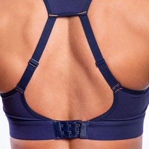 Women's Navy Blue Sports Bra High Neck Support Yoga Workout Fitness <b>Top</b> - Product Image 5