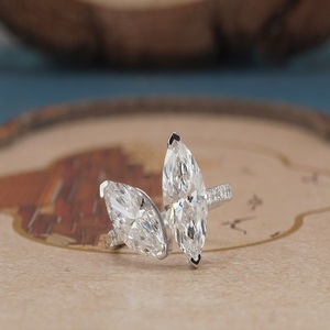 Bague en or massif 14 carats avec diamant de laboratoire pour femme, bague de fiançailles de luxe avec diamant synthétique, bijoux fins, cadeau de mariage - Product Image 1