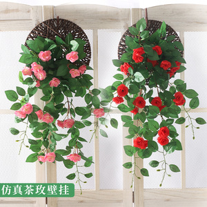 Mur de fleurs artificielles en rose thé, fleurs en soie plastique haute simulation pour décoration de mariage et de maison - Product Image 1