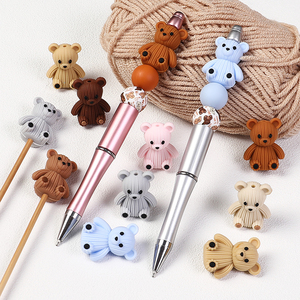 <b>Cute</b> Knitted <b>Bear</b> Shape Silicone Beads For Bracelet Making Colorful Cartoon Animal Loose Beads - Product Image 2