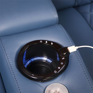 أريكة وكرسي استرخاء للسينما المنزلية بتصميم مخصص للفلل، مقاعد مسرح من الجلد الطبيعي بخياطة على شكل معين - Product Image 6