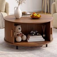 Table basse moderne de style américain avec rangement, cadre en bois et plateau en MDF, mobilier de salon personnalisé