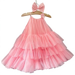 Vestido floral de princesa sin mangas, elegante, con capas, hasta la rodilla, para fiestas infantiles, al por mayor - Product Image 1