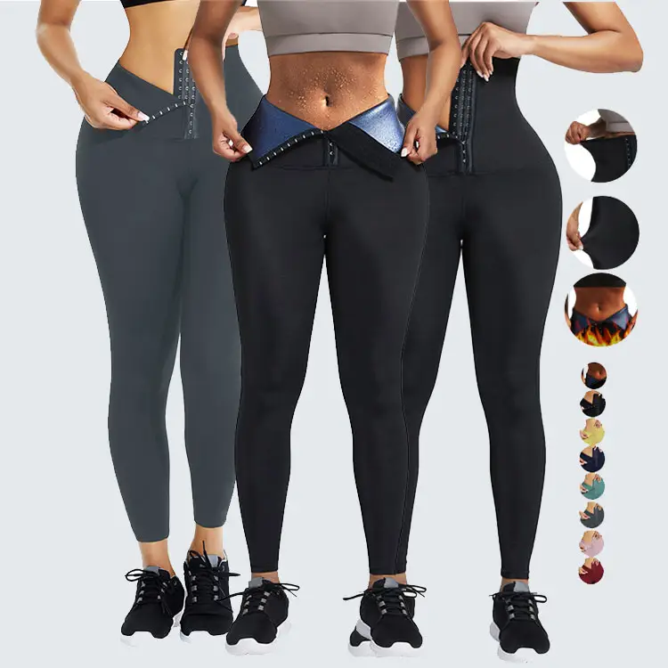 HEXIN Großhandel auf Lager Abnehmen Fitness Neopren Suana High Taille Trainer Leggings Frauen Yoga hosen