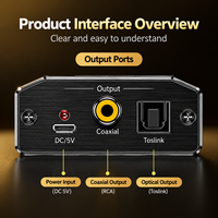 Convertisseur audio analogique-numérique Biaze ADC RCA 3,5 mm AUX vers optique Toslink coaxial SPDIF, adaptateur audio avec boîtier métallique et alimentation USB
