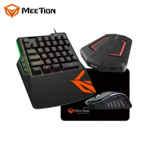 MeeTion CO015 رخيصة المملكة المتحدة تخطيط السلكية ألعاب تحكم محول محول الخلفية واحد الوفاض الألعاب لوحة مفاتيح وماوس كومبو