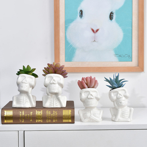 <span class=keywords><strong>Maceta</strong></span> suculenta <span class=keywords><strong>Maceta</strong></span> de cerámica de Halloween Porcelana blanca Personaje de dibujos animados Personalidad <span class=keywords><strong>Calavera</strong></span> <span class=keywords><strong>Maceta</strong></span> - Product Image 4